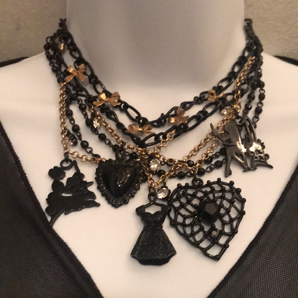 Betsey Johnson Charm School Gothic Heart Necklace